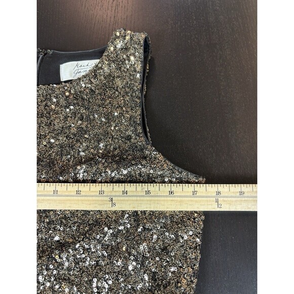 Badgley Mischka Mark & James Sequin Dress Black Gold Size Large Sleeveless - Picture 6 of 11